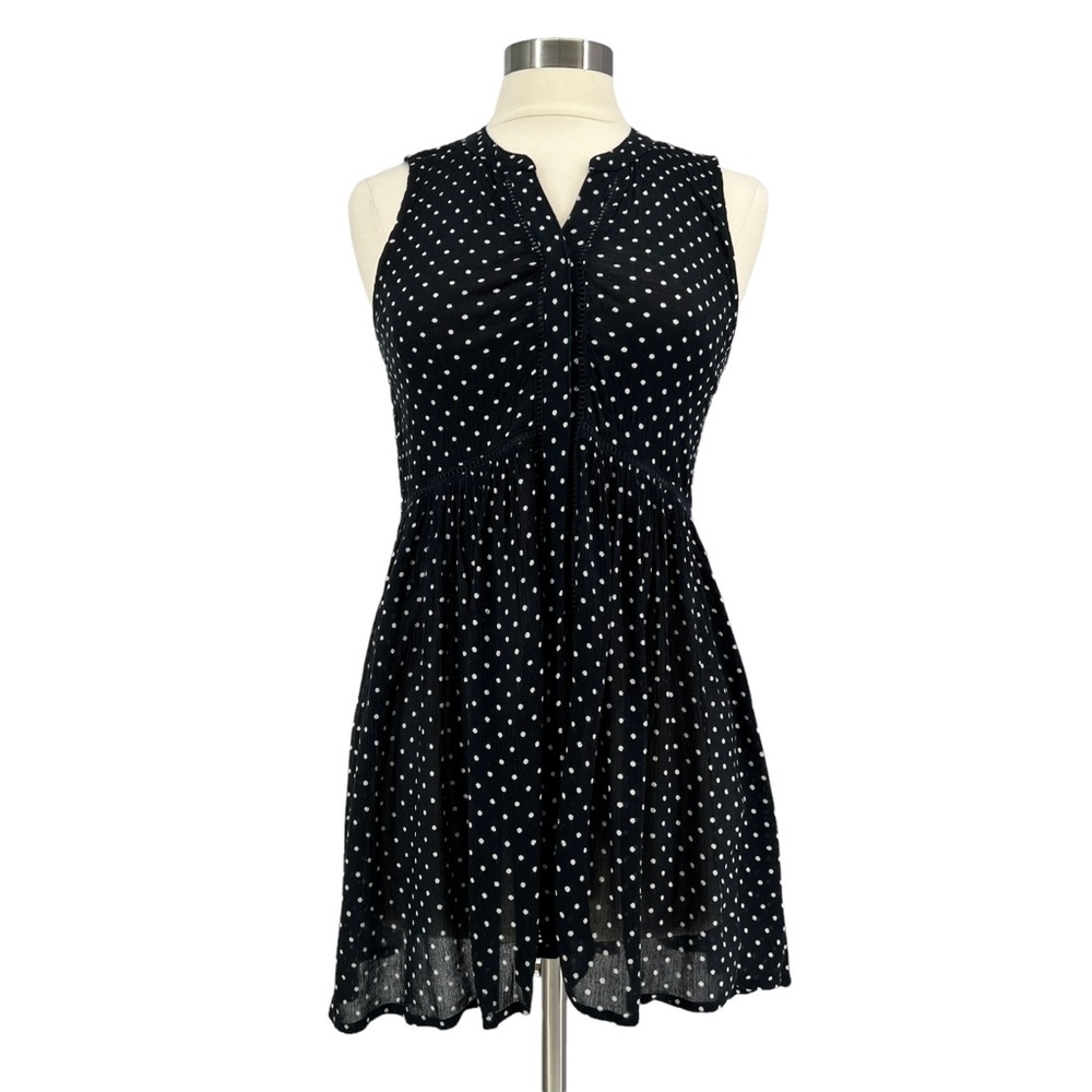 ANTHROPOLOGIE NIA Black & White Polka Dot Tunic Top S